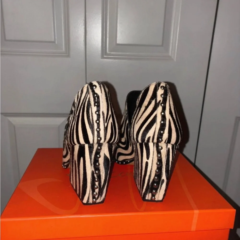 Gianni Bini Black & White Zebra-Print Ankle Booties